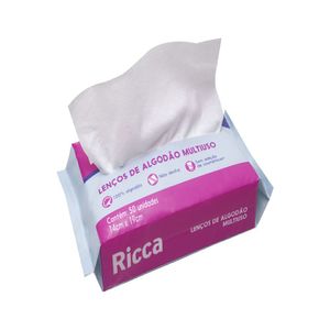 Lenços de Algodão Multiuso Ricca 50 Unidades