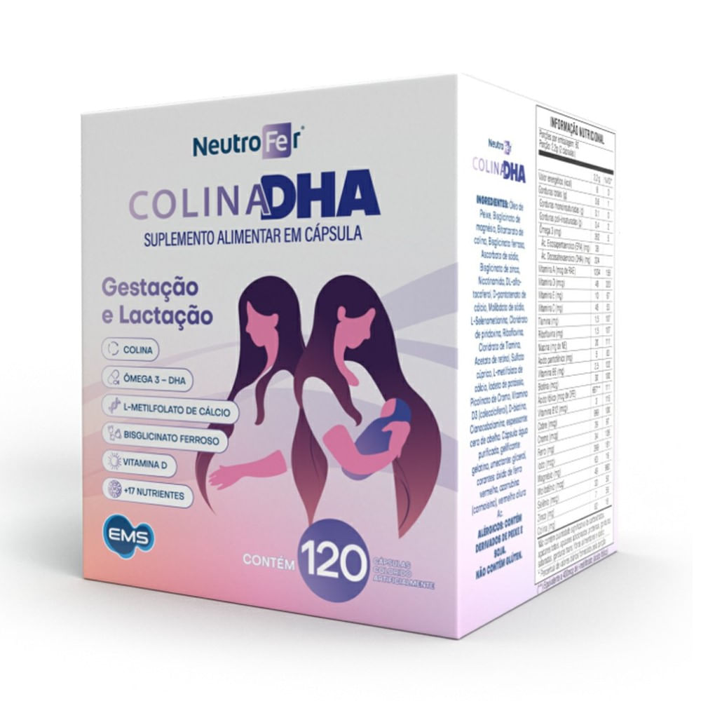 Suplemento Alimentar Neutrofer Colina DHA 120 Cápsulas