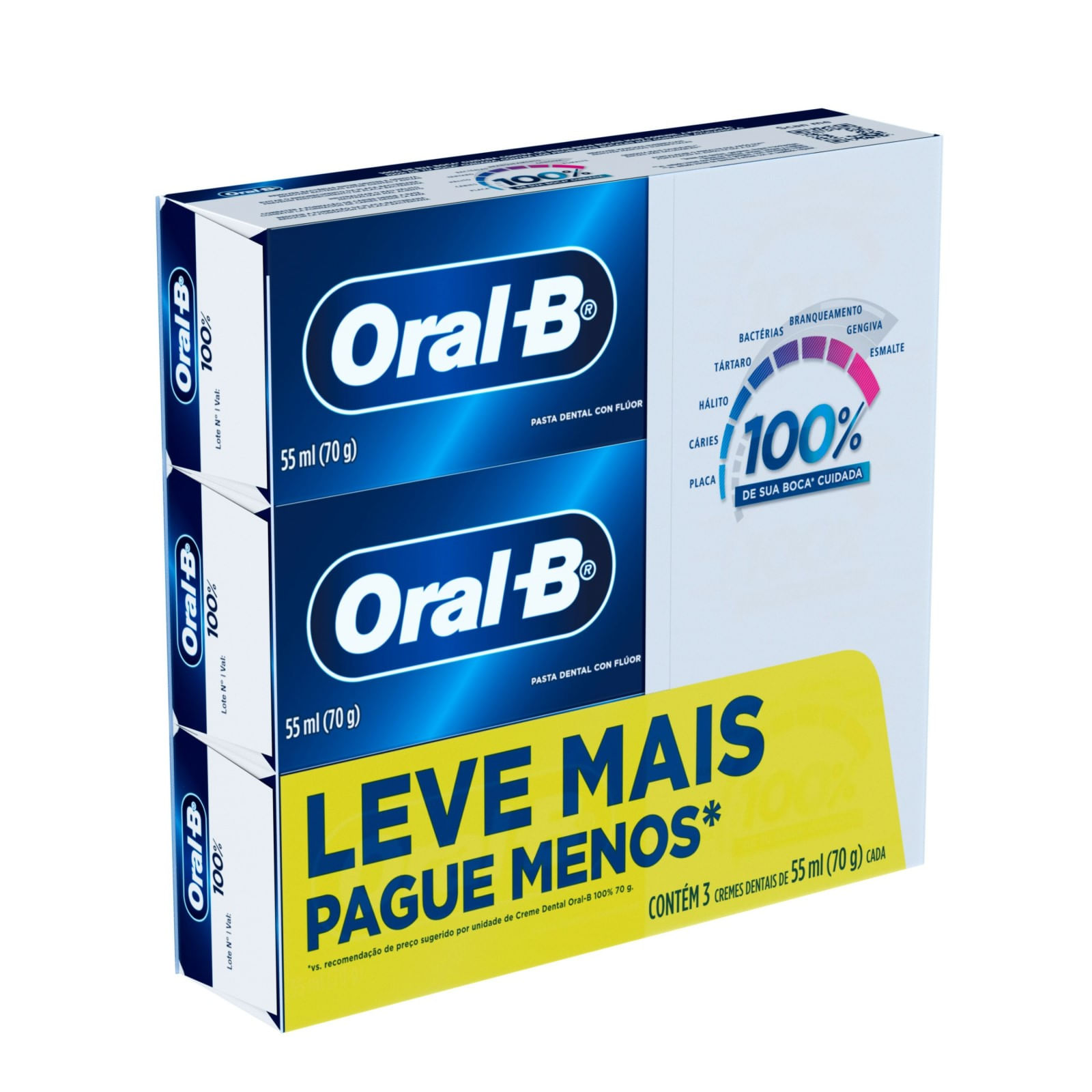 Creme Dental Oral-B 100% 3 Unidades de 70g Cada