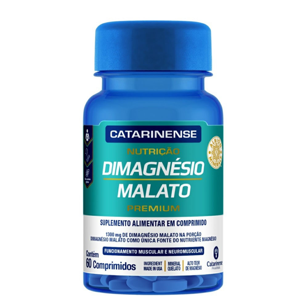 Suplemento Alimentar Catarinense Nutrição Dimagnésio Malato Premium 60 Comprimidos