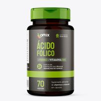 Ácido Fólico Ferro e Vitamina B12 Omix 70 Cápsulas