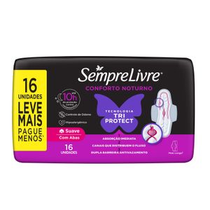 Absorvente Externo Sempre Livre Conforto Noturno Suave com Abas 16 Unidades
