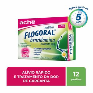 Pastilhas Flogoral Sabor Cereja Aché 12 Pastilhas