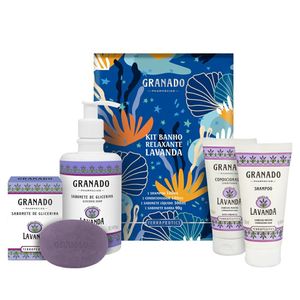 Kit Granado Terrapeutics Banho Relaxante Lavanda Shampoo 180ml + Condicionador 180ml + Sabonete Líquido 300ml + Sabonete em Barra 90g