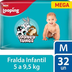 Fralda Looping Looney Tunes Mega M 32 Unidades