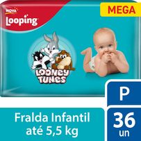 Fralda Looping Looney Tunes Mega P 36 Unidades