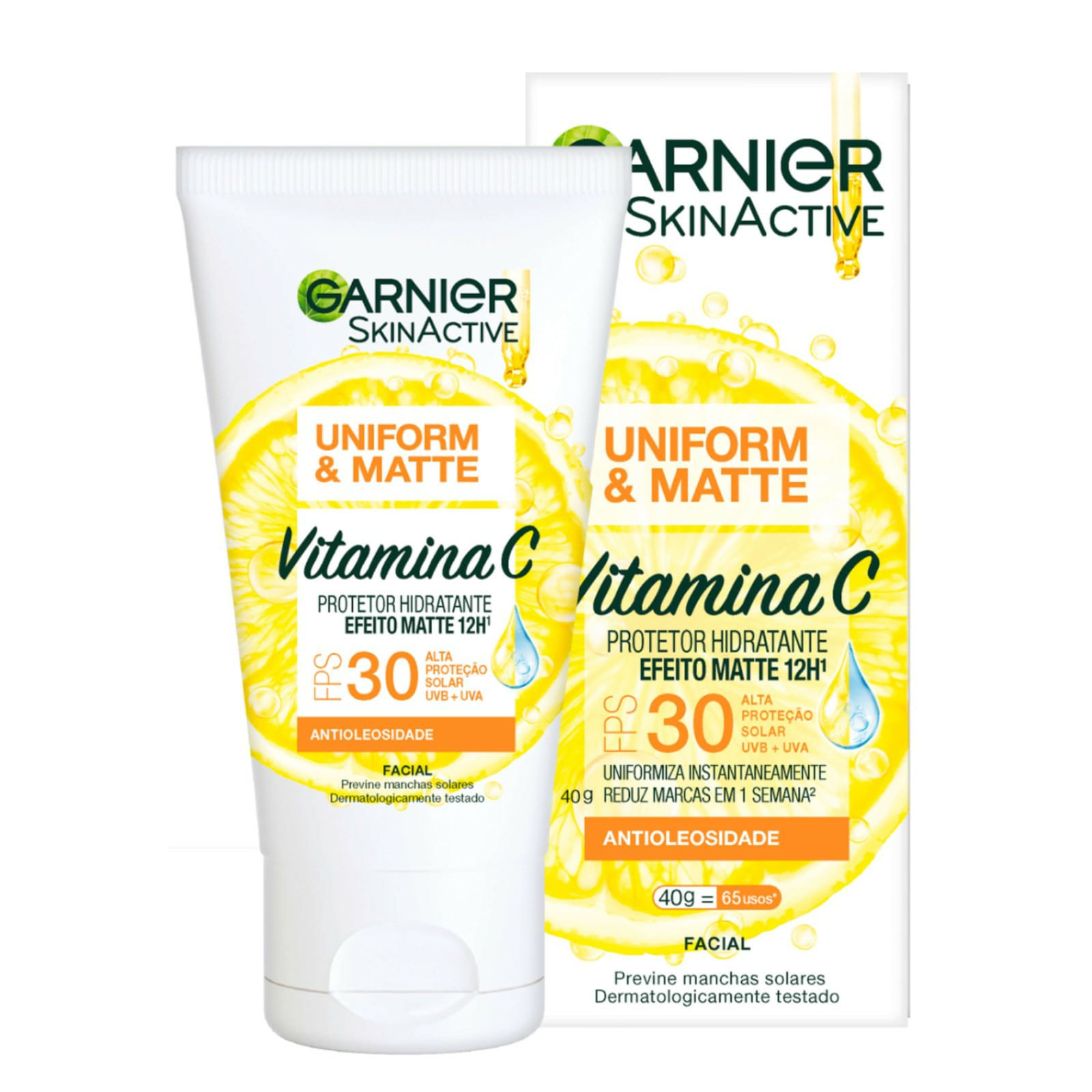 Protetor Solar Facial Hidratante Garnier Uniform & Matte Vitamina C FPS30 40g