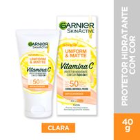 Protetor Solar Facial Hidratante Garnier Uniform & Matte Vitamina C FPS50 Clara 40g