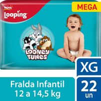 Fralda Looping Looney Tunes Mega XG 22 Unidades