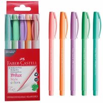Caneta Esferográfica Faber Castell Trilux Style Colors Pastel 5 Cores