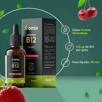 Vitamina B12 Omix 9,9 µg em Gotas Sabor Frutas Vermelhas 30ml