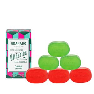 Sabonete Em Barra Granado Glicerina Rosa e Hortelã 3 Sabonetes Hortelã + 3 Sabonetes Rosa De 90g Cada