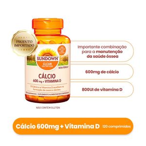 Suplemento Alimentar Sundown Cálcio 600mg + Vitamina D 120 Comprimidos