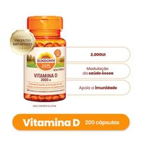 Suplemento Alimentar Sundown Vitamina D 2000UI 200 Cápsulas