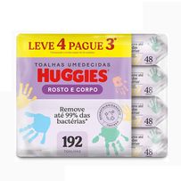 Lenço Umedecido Huggies Rosto e Corpo Limpeza 4 Pacotes com 48 Unidades Cada
