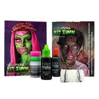 Kit Zumbi Efeito Especial Colormake Tinta Cremosa com 5 cores 25g + Sangue Artificial 20ml + Gosma de Zumbi 20ml + 1 Atadura + 1 Manual Passo a Passo
