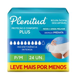 Roupa Íntima Plenitud Plus para Incontinência P/M 24 Unidades