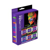 Tinta Líquida Colormake Neon Fluorescente 6 Cores de 15ml Cada + 1 Pincel