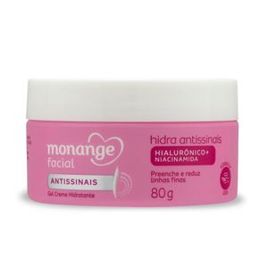Gel Creme Hidratante Facial Monange Hidra Antissinais com Ácido Hialurônico e Niacinamida 80g