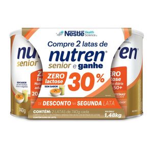 Kit Complemento Alimentar Nutren Senior Sem Sabor Zero Lactose 2 Unidades de 740g Cada