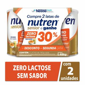 Kit Complemento Alimentar Nutren Senior Sem Sabor Zero Lactose 2 Unidades de 740g Cada