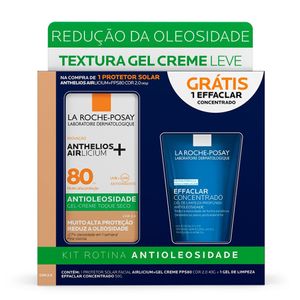 Kit La Roche Posay Protetor Solar Facial Anthelios Airlicium+ FPS80 Cor 2 40g + Gel de Limpeza Effaclar Concentrado 50g