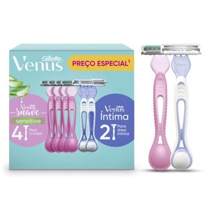 Kit Gillette Venus 4 Aparelhos Descartáveis Para Depilar Sensitive + 2 Intima