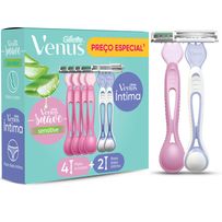 Kit Gillette Venus 4 Aparelhos Descartáveis Para Depilar Sensitive + 2 Intima