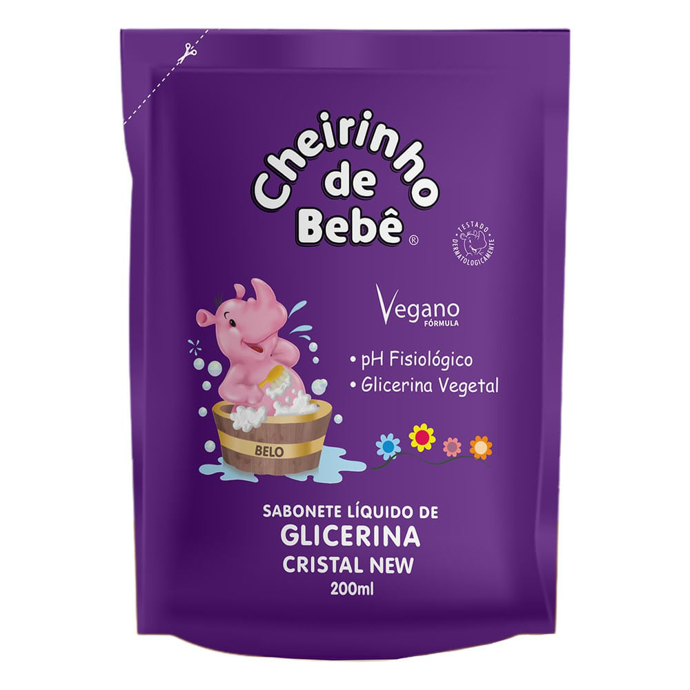 Sabonete Líquido Cheirinho de Bebê Glicerina Cristal New Refil 200ml