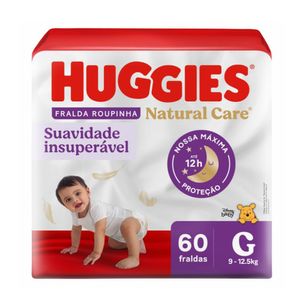 Fralda Roupinha Huggies Natural Care G 60 Unidades