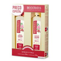 Kit Bio Extratus Crespos Nutrição e Força Rosa de Mosqueta Shampoo 250ml + Condicionador 250ml