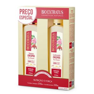 Kit Bio Extratus Crespos Nutrição e Força Rosa de Mosqueta Shampoo 250ml + Condicionador 250ml