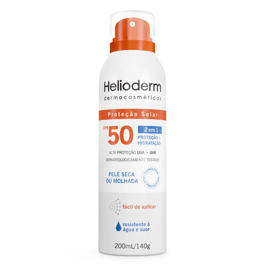Protetor Solar Spray Helioderm 2 em 1 Fps50 200ml