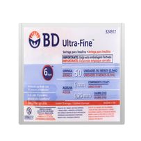 Seringa Para Insulina BD Ultra-Fine 50UI Com Agulha 6mm 10 Unidades