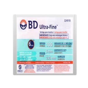 Seringa Para Insulina BD Ultra-Fine 100UI Com Agulha 6mm 10 Unidades