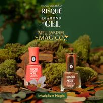 Esmalte Risque Diamond Gel Meu Jardim Mágico Intuição e Magia Top Coat Fixador 9,5ml