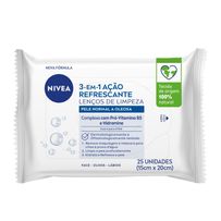 Lenços De Limpeza Demaquilante Nivea 3 Em 1 Ação Refrescante 25 Unidades