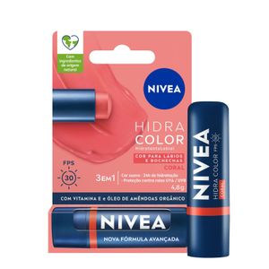 Hidratante Labial Nivea Hidra Color FPS30 Coral 4,8 g