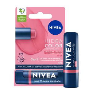 Hidratante Labial Nivea Hidra Color FPS30 Rosé 4,8g