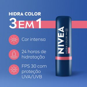 Hidratante Labial Nivea Hidra Color FPS30 Rosé 4,8g