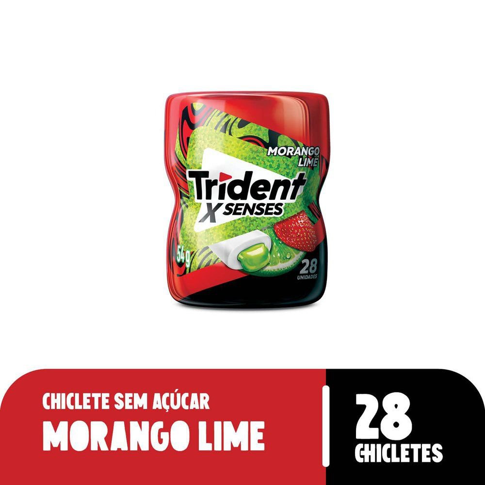 Goma De Mascar Trident X Senses Morango Lime 54g Com 28 Unidades
