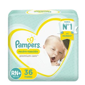 Fraldas Pampers Premium Care Recém Nascido RN+ 36 Unidades