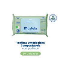 Tolhas Umedecidas Mustela Compostáveis com Perfume 60 Unidades