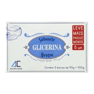 Sabonete em Barra Augusto Caldas Glicerina Neutro 5 Unidades de 90g Cada