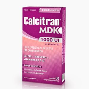 Calcitran MDK 1000UI Cálcio com Magnésio, Vitamina D e K 60 Comprimidos