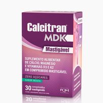 Calcitran MDK Cálcio com Magnésio, Vitamina D e K 30 Comprimidos Mastigáveis