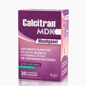 Calcitran MDK Cálcio com Magnésio, Vitamina D e K 30 Comprimidos Mastigáveis