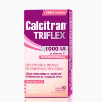 Calcitran Triflex 1000UI Cálcio, Colágeno Tipo 2, Magnésio, Vit. D e K 60 Comprimidos