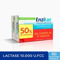Enzilac 10.000 U.FCC Enzima Lactase 2 Unidades com 30 Comprimidos Mastigáveis Cada