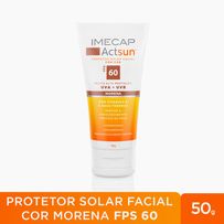 Protetor Solar Facial Imecap Actsun FPS60 Cor Morena com Ácido Hialurônico 50g